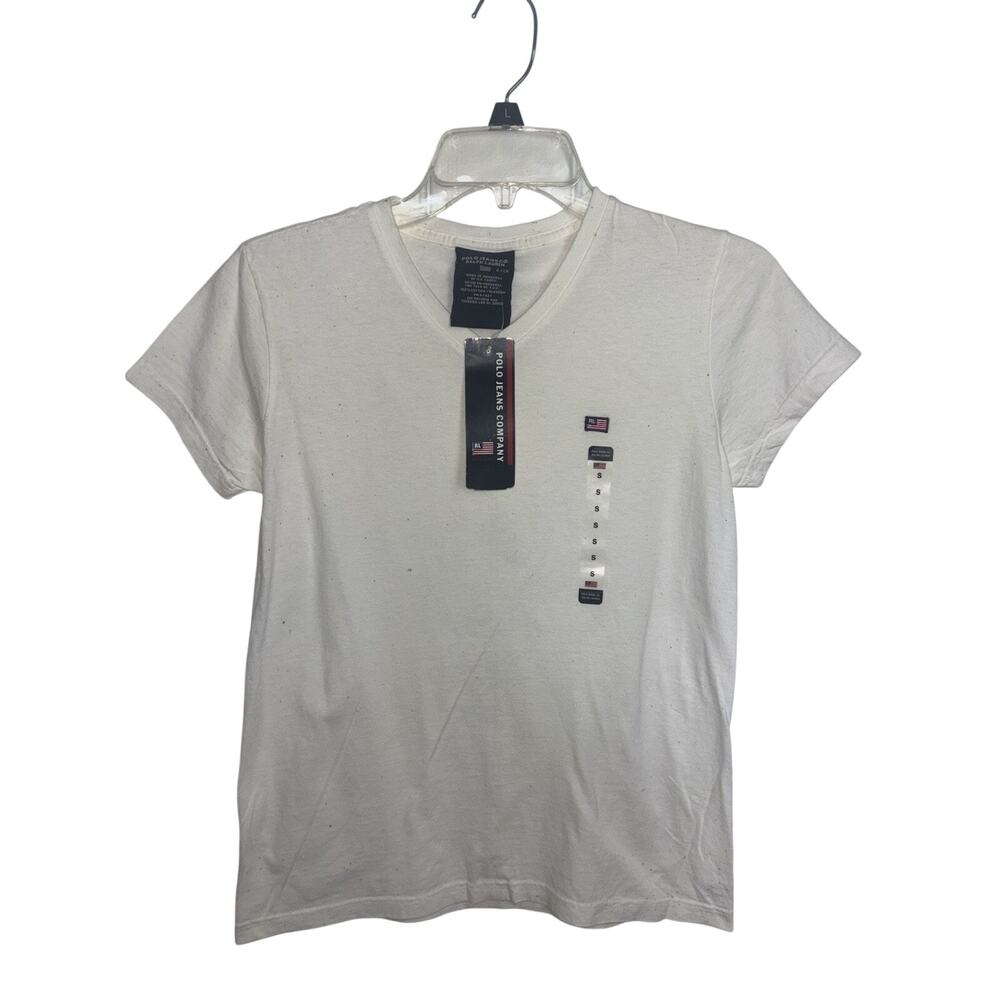 Flawed Y2K Deadstock Ralph Lauren Jeans Co White T-Shirt Flag Logo S